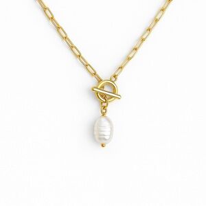 Gold Chain Necklace with Pearl Pendant
